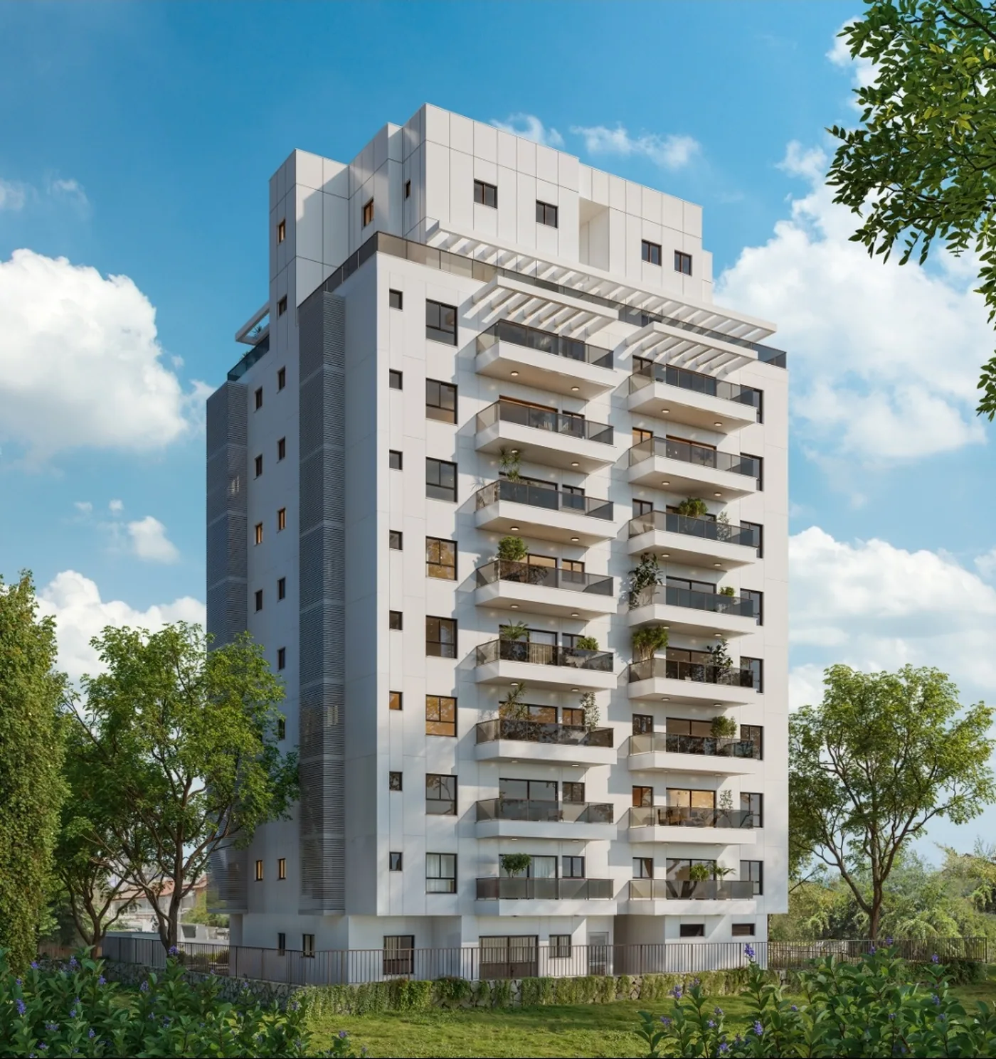 הדמיית חזית עורפית של בניין MEGA VERBER בשכונת רמת ורבר